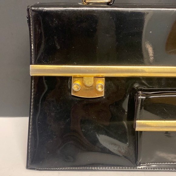 MEYER’S Black Vinyl Flap Satchel Expandable Purse - Picture 3 of 17